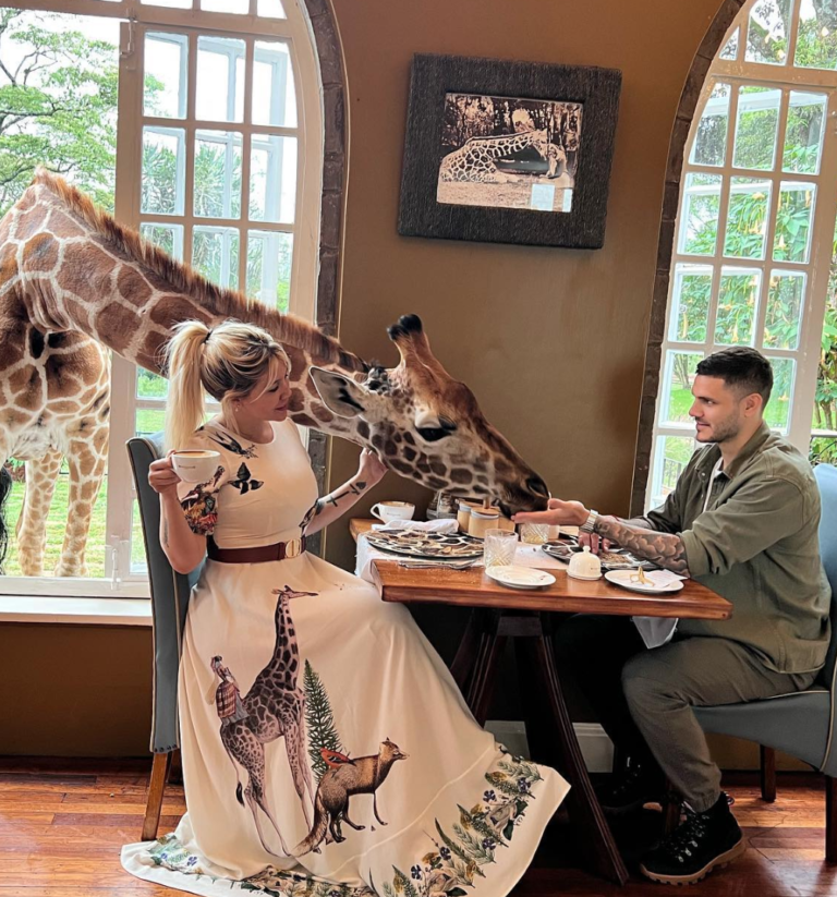Wanda Nara y Mauro Icardi protagonizan "desayuno con jirafas"